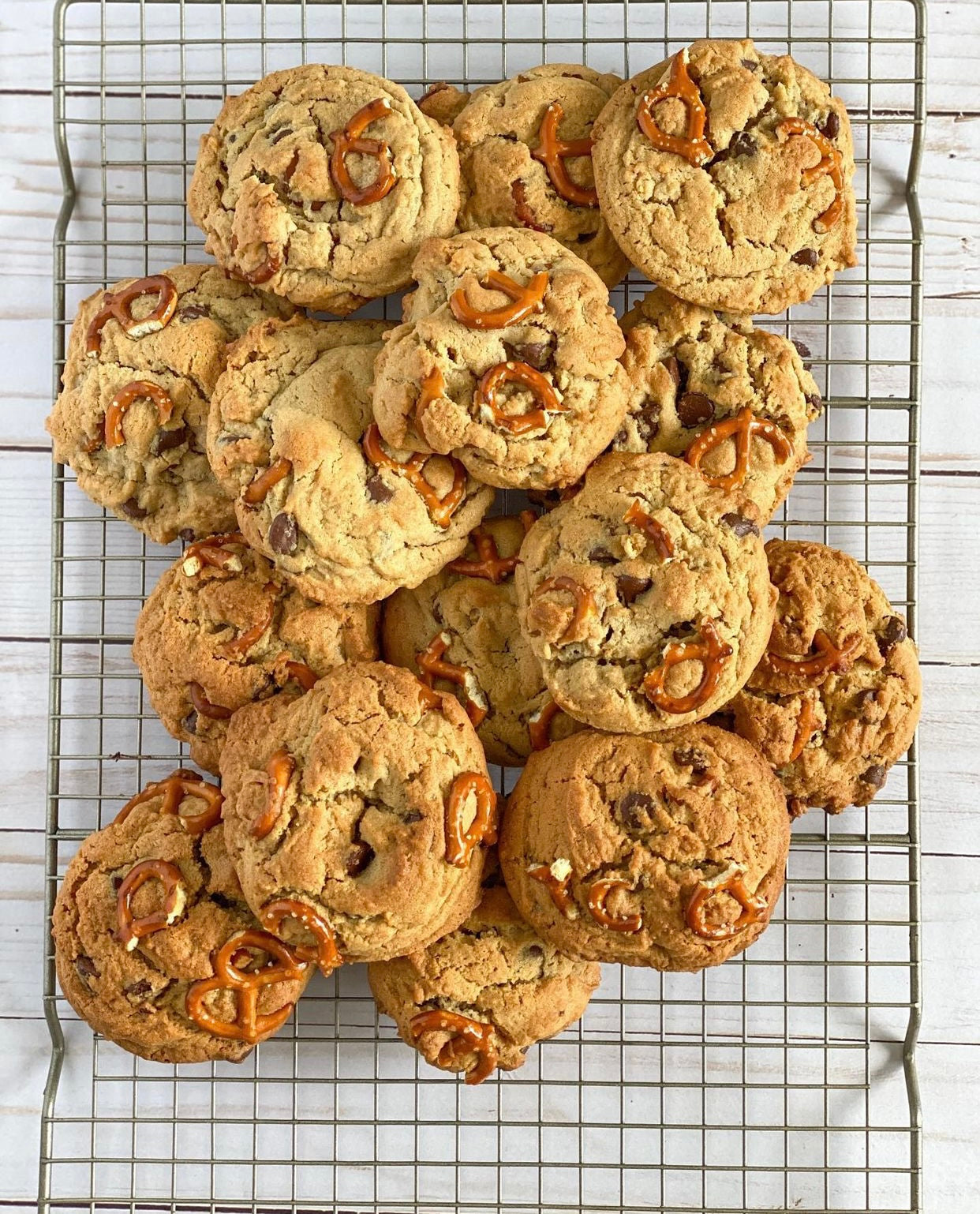 Peanut butter, pretzel, chocolate chip cookies